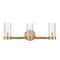 Hello Honey® Izzy Brushed Gold Metal & Clear Ribbed Glass 3-Light Vanity Light